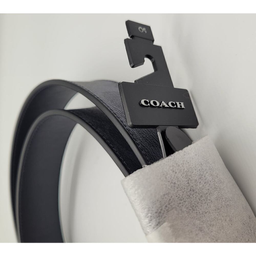 NWT Coach Harness Buckle Cut To Size Reversible Men's Belt 38 Mm Charcoal Black
